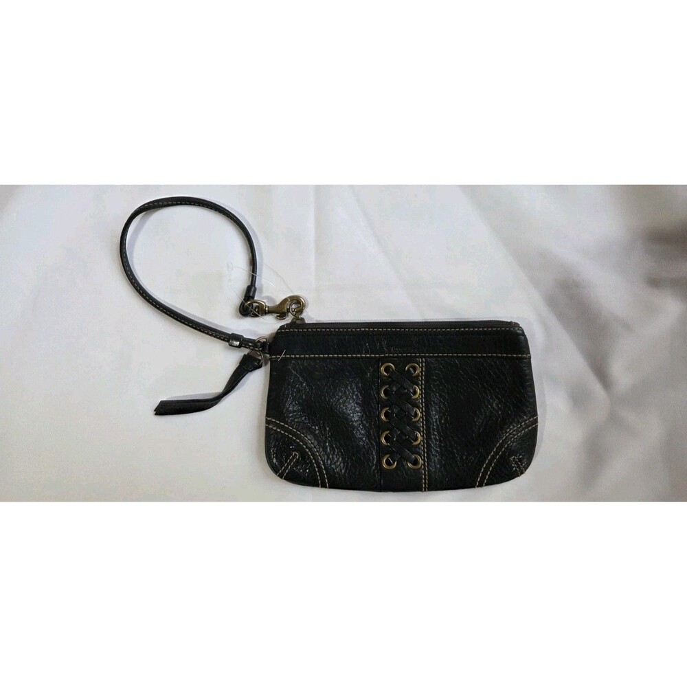 Coach Laced Corset Woven Chelsea Dark Brown Leather Wristlet Y2k